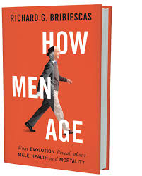 Orange book cover with a white man walking - left half black and white, right half color